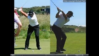 Jon Rahm golf swing  Long Iron faceon amp downtheline July 2017 [upl. by Llerahs997]