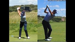 Justin Thomas golf swing  Long Iron faceon amp downtheline July 2017 [upl. by Nnaycart]