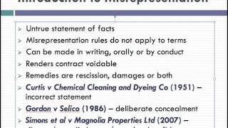 Misrepresentation Lecture 1 of 4 [upl. by Eilarol603]